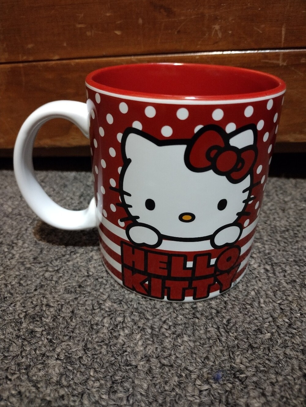 Sanrio Hello Kitty Red and White Polka Dot Ceramic Mug 20 FL OZ